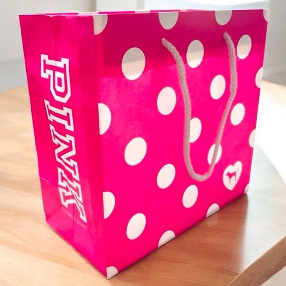 New 4 Victoria's Secret PINK Polka Dots 8”Hx8”Wx4.5”D Paper Gift Shopping Bags - Picture 6 of 15